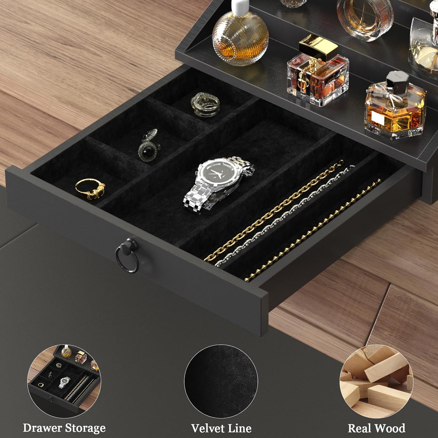 Czarny, drewniany organizer na – Men'S Grooming Gift Box recenzja i cena